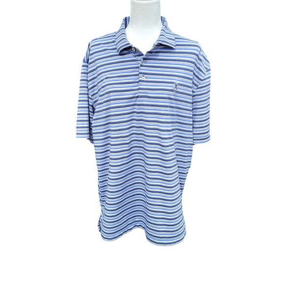 Peter Millar Polo Stripe Summer Comfort Blue Striped Shirt Size L - Picture 1 of 8